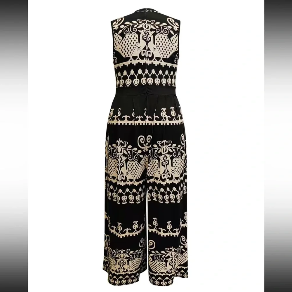 PLUS TRIBAL PRINT MOCK NECK WIDE LEG JUMPSUIT - Picture 5 of 8